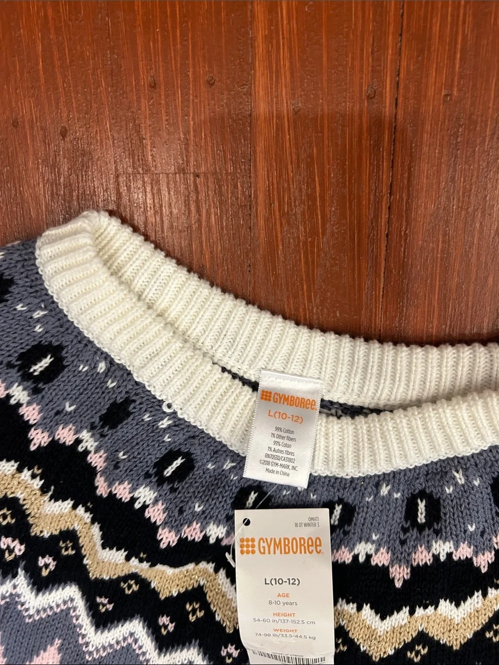 Gymboree Cream Fair Isle Yoke Sweater Dress with Pink, Navy & Gray Accents